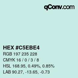 カラーコード: HEX #C5EBE4 | qconv.com