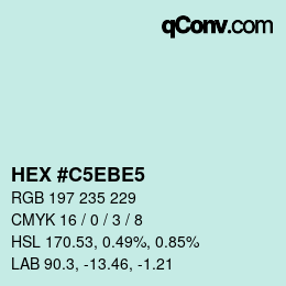 Farbcode: HEX #C5EBE5 | qconv.com