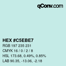 カラーコード: HEX #C5EBE7 | qconv.com
