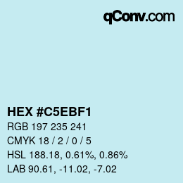 Código de color: HEX #C5EBF1 | qconv.com