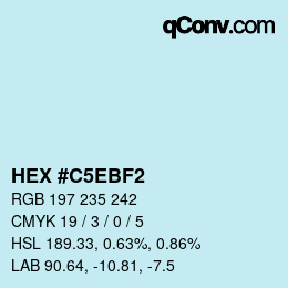 Farbcode: HEX #C5EBF2 | qconv.com