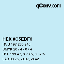 Color code: HEX #C5EBF6 | qconv.com