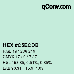 カラーコード: HEX #C5ECDB | qconv.com
