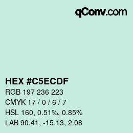 カラーコード: HEX #C5ECDF | qconv.com