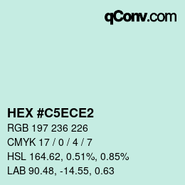 カラーコード: HEX #C5ECE2 | qconv.com