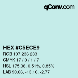 カラーコード: HEX #C5ECE9 | qconv.com