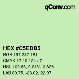 颜色代码: HEX #C5EDB5 | qconv.com