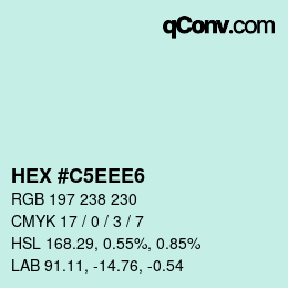 Farbcode: HEX #C5EEE6 | qconv.com