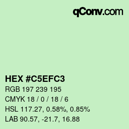 カラーコード: HEX #C5EFC3 | qconv.com