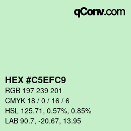 Farbcode: HEX #C5EFC9 | qconv.com