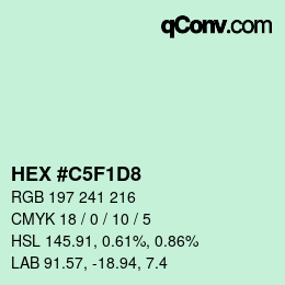 颜色代码: HEX #C5F1D8 | qconv.com