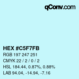 Color code: HEX #C5F7FB | qconv.com