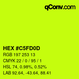 颜色代码: HEX #C5FD0D | qconv.com