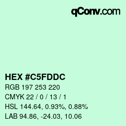 颜色代码: HEX #C5FDDC | qconv.com