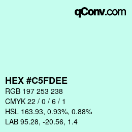 颜色代码: HEX #C5FDEE | qconv.com