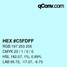 颜色代码: HEX #C5FDFF | qconv.com