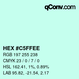 Color code: HEX #C5FFEE | qconv.com