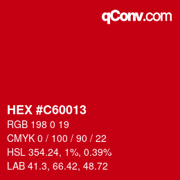 Color code: HEX #C60013 | qconv.com