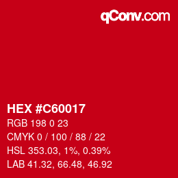 Color code: HEX #C60017 | qconv.com