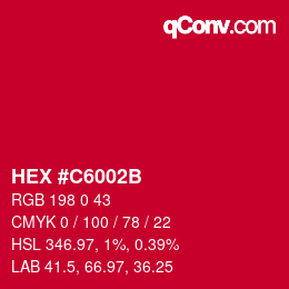 Color code: HEX #C6002B | qconv.com