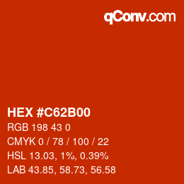 Farbcode: HEX #C62B00 | qconv.com