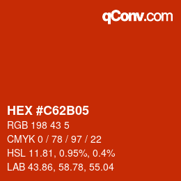 Farbcode: HEX #C62B05 | qconv.com