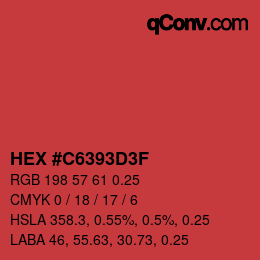 Farbcode: HEX #C6393D3F | qconv.com