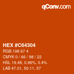 カラーコード: HEX #C64304 | qconv.com