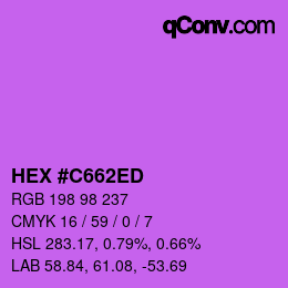 Color code: HEX #C662ED | qconv.com