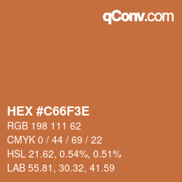 Color code: HEX #C66F3E | qconv.com