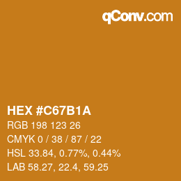 Color code: HEX #C67B1A | qconv.com