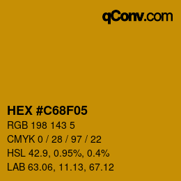 Color code: HEX #C68F05 | qconv.com
