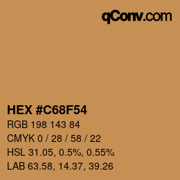 颜色代码: HEX #C68F54 | qconv.com