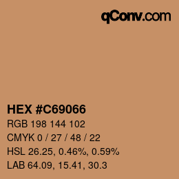 Color code: HEX #C69066 | qconv.com