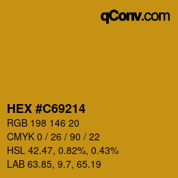 Código de color: HEX #C69214 | qconv.com