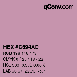カラーコード: HEX #C694AD | qconv.com