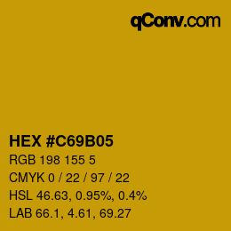 Color code: HEX #C69B05 | qconv.com