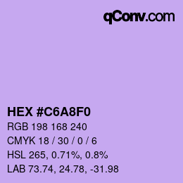 颜色代码: HEX #C6A8F0 | qconv.com
