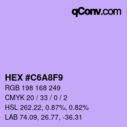 カラーコード: HEX #C6A8F9 | qconv.com