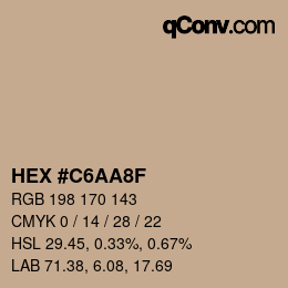 カラーコード: HEX #C6AA8F | qconv.com