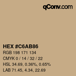 颜色代码: HEX #C6AB86 | qconv.com