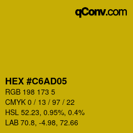 Color code: HEX #C6AD05 | qconv.com