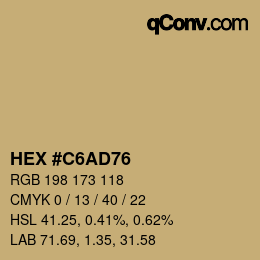 Farbcode: HEX #C6AD76 | qconv.com