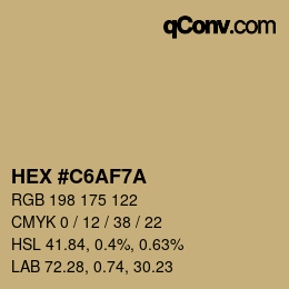 颜色代码: HEX #C6AF7A | qconv.com