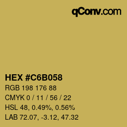 颜色代码: HEX #C6B058 | qconv.com