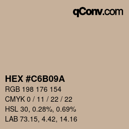 颜色代码: HEX #C6B09A | qconv.com