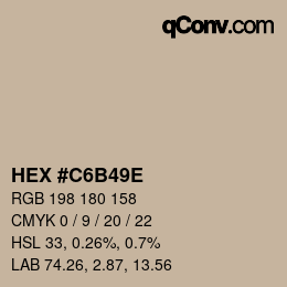 Color code: HEX #C6B49E | qconv.com