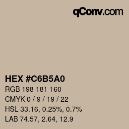 Color code: HEX #C6B5A0 | qconv.com