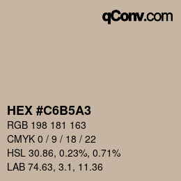 Color code: HEX #C6B5A3 | qconv.com