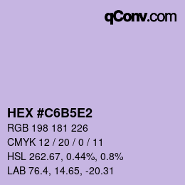 Code couleur: HEX #C6B5E2 | qconv.com
